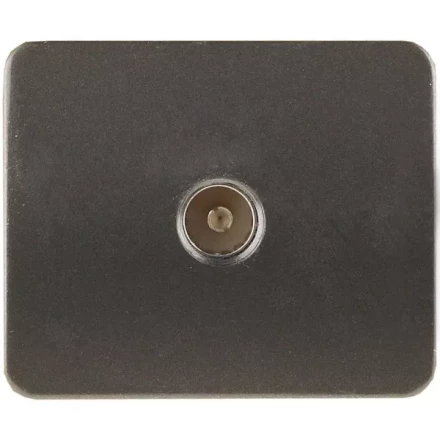 Розетка СВЕТОЗАР &quot;ГАММА&quot; телевизионная, без вставки и рамки, цвет темно-серый металлик SV-54115-DM купить в Нефтеюганске