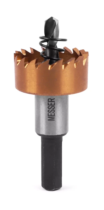 HSS-TiN коронка MESSER  28мм с центр. сверлом и толкающей пружиной для  лист. материала  до 2 мм ц/х
