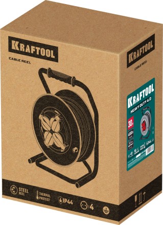 Силовые удлинители на стальной катушке  HEAVY DUTY 4.0, кабель КГ 3х2,5 кв мм 55086-30 купить в Нефтеюганске