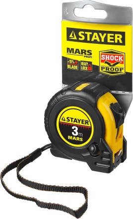 Рулетка STAYER &quot;PROFI&quot; &quot;MARS&quot;, обрезиненный корпус, утолщенное полотно, 3мх16мм 34131-03_z01 купить в Нефтеюганске