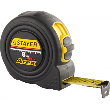 Рулетка STAYER &quot;PROFI&quot; &quot;AREX&quot;, двухкомпонентный противоударный корпус, упрочненное полотно, 8м/25мм 3410-08_z01 купить в Нефтеюганске