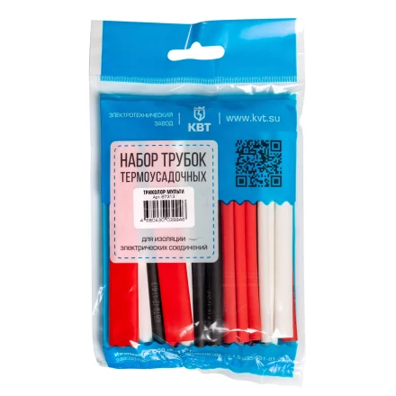 Набор цветных термоусадочных трубок КВТ Триколор Мульти с коэффициентом усадки 2:1 (87313) купить в Нефтеюганске
