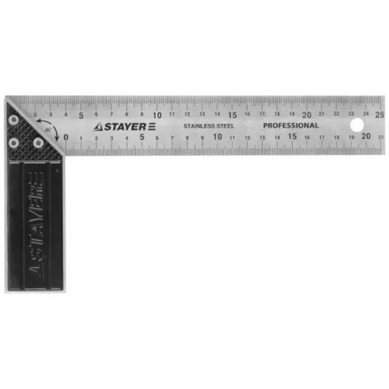 Угольник STAYER &quot;PROFI&quot; столярный, гравированная шкала, нержавеющее полотно 37мм, 250мм 3431-25_z01 купить в Нефтеюганске