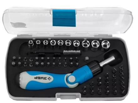 Набор ЗУБР Отвертка &quot;ЭКСПЕРТ&quot; реверсивно-рычажная с насадками,удл. с магнит.фикс.,Hex1/4&quot;-SQ1/4&quot;,в пласт. боксе,64пред. 25287-H64 купить в Нефтеюганске