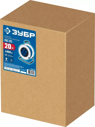 ЗУБР ПВС-325, ПВС, 3 x 2.5 мм2, 20 м, 4000 Вт, IP44, силовой удлинитель на стальной катушке, Профессионал (55102-20) купить в Нефтеюганске