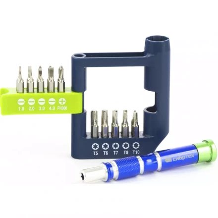 Отвёртка для точных работ с набором бит 21 штук CrV Сибртех 13334 купить в Нефтеюганске