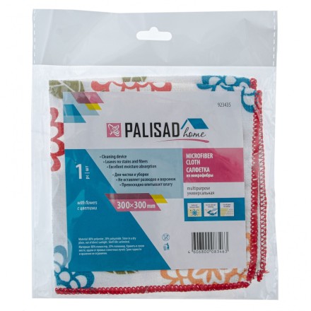 Салфетка из микрофибры универсальная Home Palisad 923435, 300 х 300 мм, с цветами купить в Нефтеюганске