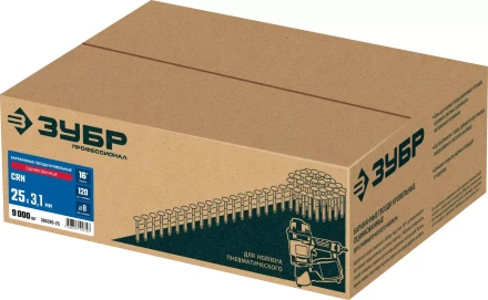 ЗУБР CRN 25 х 3.1 мм, барабанные гвозди кровельные оцинкованные, 9000 шт (305385-25) купить в Нефтеюганске