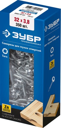 ЗУБР 32 х 3.8 мм, частая резьба, ТХ20, цинк, 350 шт, саморез для глухих отверстий, Профессионал (30082-38-032) купить в Нефтеюганске