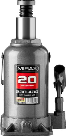 Домкрат гидравлический бутылочный, 20т, 230-430 мм, MIRAX 43260-20 43260-20 купить в Нефтеюганске