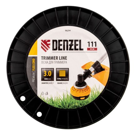 Леска для триммера квадрат Denzel, 3,0мм х 111м, на DIN катушке FLEX CORD, 96294 купить в Нефтеюганске