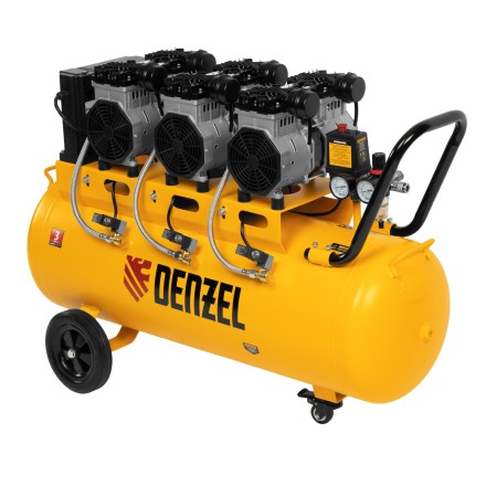 Компрессор безмасляный, малошумный Denzel DLS 3300/100, 3300 Вт,3x1100, 100 л, 570 л/мин ,блок управления купить в Нефтеюганске