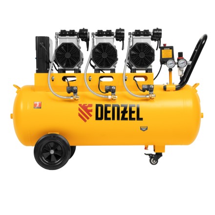 Компрессор безмасляный, малошумный Denzel DLS 3300/100, 3300 Вт,3x1100, 100 л, 570 л/мин ,блок управления купить в Нефтеюганске