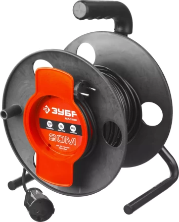 Удлинитель ЗУБР &quot;МАСТЕР&quot; на катушке, ПВС 2х0,75кв мм, 1 гнездо, макс мощн 1300Вт, 20м 55075-20 купить в Нефтеюганске