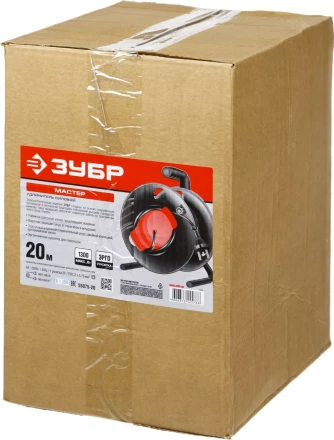 Удлинитель ЗУБР &quot;МАСТЕР&quot; на катушке, ПВС 2х0,75кв мм, 1 гнездо, макс мощн 1300Вт, 20м 55075-20 купить в Нефтеюганске