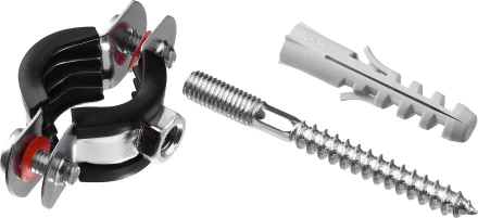 Хомут трубный с гайкой, оцинкованный, в комплекте с сантехнической шпилькой и дюбелем, 1/2&quot;, 1шт, ЗУБР Мастер 37866-20-24 37866-20-24_z01 купить в Нефтеюганске