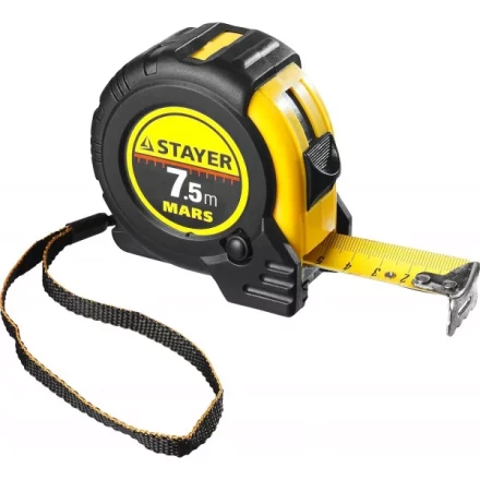 Рулетка STAYER "PROFI" "MARS", обрезиненный корпус, утолщенное полотно, 7,5мх25мм 34131-075_z01 купить в Нефтеюганске