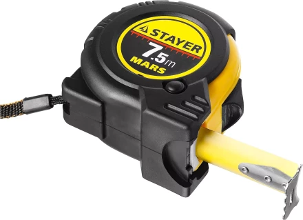 Рулетка STAYER "PROFI" "MARS", обрезиненный корпус, утолщенное полотно, 7,5мх25мм 34131-075_z01 купить в Нефтеюганске
