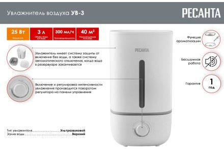 Увлажнитель воздуха Ресанта УВ-3 67/7/1 купить в Нефтеюганске