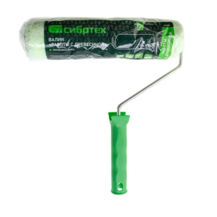 Валик &quot;Работы с древесиной&quot;, 250 мм, ворс 12 мм, D - 48 мм, D ручки - 6 мм, микроволокно Сибртех 80247 купить в Нефтеюганске
