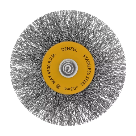 Набор щеток для дрели, 5 Плоских 25-38-50-63-75 мм, шпилька, нерж. вит. проволока Denzel 74495 купить в Нефтеюганске