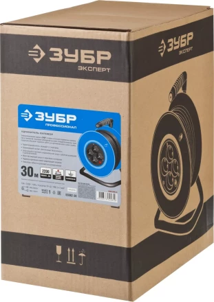 Удлинитель ЗУБР &quot;ПРОФЕССИОНАЛ&quot; на катушке, ПВС 3х1кв мм, 4 гнезда, макс мощн 2200Вт, 30м 55082-30 купить в Нефтеюганске