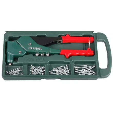 Заклепочник поворотн. 360°, KRAFTOOL &quot;RX-7&quot; 31176-H6, d=2,4-4,8 мм - Al и сталь, d=2,4-4,0 - нерж сталь, в боксе, с набором заклепок 31176-H6 купить в Нефтеюганске