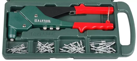 Заклепочник поворотн. 360°, KRAFTOOL &quot;RX-7&quot; 31176-H6, d=2,4-4,8 мм - Al и сталь, d=2,4-4,0 - нерж сталь, в боксе, с набором заклепок 31176-H6 купить в Нефтеюганске