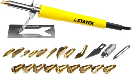 Прибор для выжигания STAYER &quot;PROFESSIONAL&quot;, 3в1, с набором насадок 20шт 45227 купить в Нефтеюганске