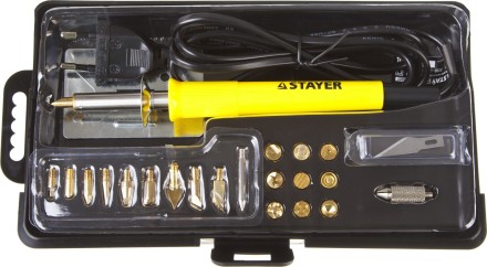 Прибор для выжигания STAYER &quot;PROFESSIONAL&quot;, 3в1, с набором насадок 20шт 45227 купить в Нефтеюганске