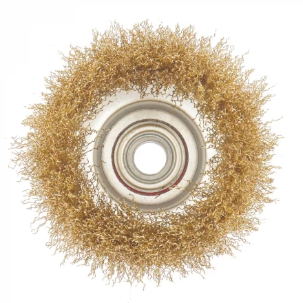 Щетка для УШМ, 100 мм, М14, &quot;чашка&quot;, латунированная витая проволока  MATRIX 74605 купить в Нефтеюганске