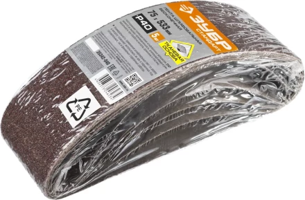 ЗУБР 75х457 мм, P40, лента шлифовальная СТАНДАРТ, для ЛШМ, 5 шт. (35342-040) купить в Нефтеюганске