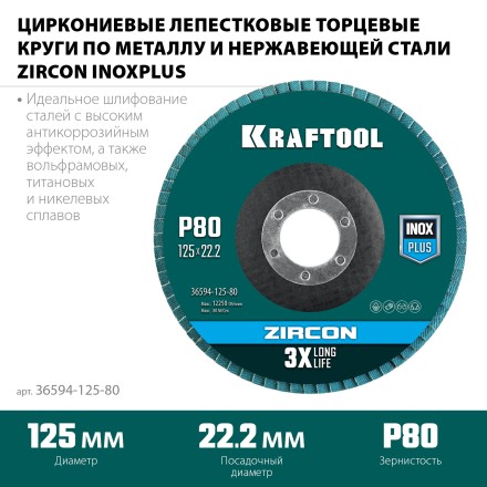 Круги лепестковые циркониевые торцевые 36594-125-80 купить в Нефтеюганске