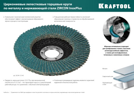 Круги лепестковые циркониевые торцевые 36594-125-80 купить в Нефтеюганске