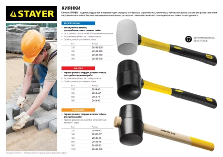 Киянка STAYER "PROFESSIONAL" резиновая ЧЕРНАЯ, с фиберглассовой ручкой 2054-40 купить в Нефтеюганске