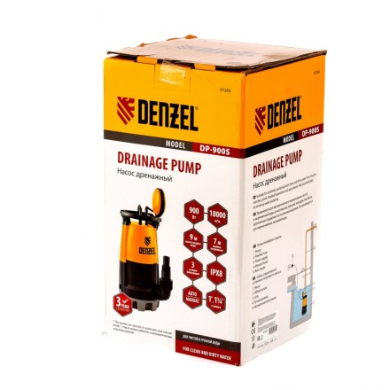 Дренажный насос для чистой и грязной воды Denzel DP-900S 97269 купить в Нефтеюганске