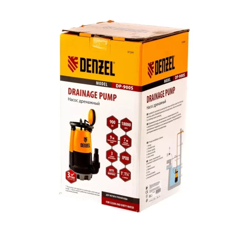 Дренажный насос для чистой и грязной воды Denzel DP-900S 97269 купить в Нефтеюганске