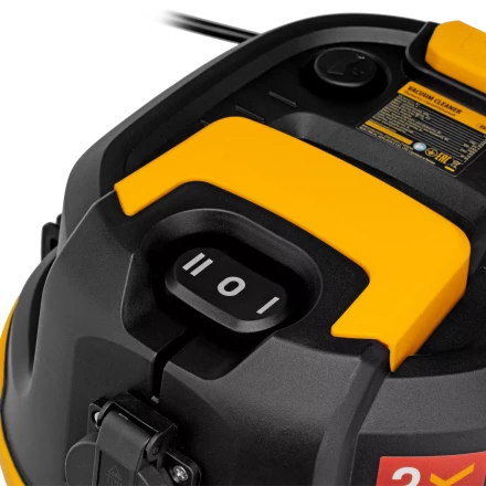 Пылесос строительный Denzel 28203 RVC30, 1400 Вт, бак 30 л, шланг 3 м, розетка с автосинхр. купить в Нефтеюганске