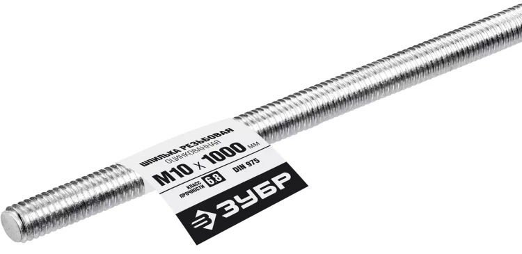 ЗУБР DIN 975, кл. пр. 6.8, М10 x 1000 мм, резьбовая шпилька, 1 шт, Профессионал (30336-10-1) купить в Нефтеюганске