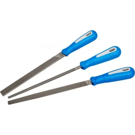 Набор ЗУБР: Напильники &quot;ПРОФЕССИОНАЛ&quot; с двухкомпонентной ручкой, плоский, трехгранный, круглый, №2, 200мм 16550-20-H3 купить в Нефтеюганске