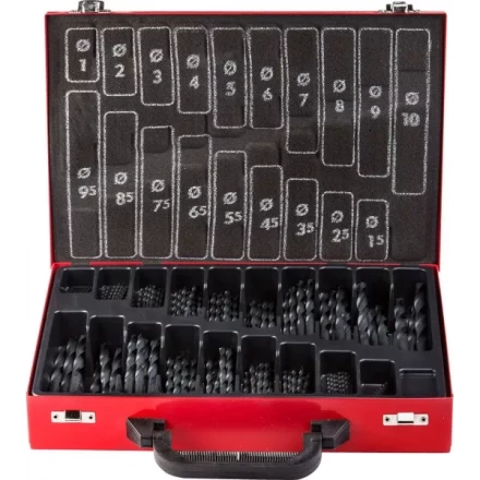 Набор ЗУБР "ТЕХНИК": Свёрла по металлу парооксидированных, быстрорежущая сталь, в мет. боксе, 1-10мм, шаг-0,5, 170 предм. 4-29605-H170-M купить в Нефтеюганске