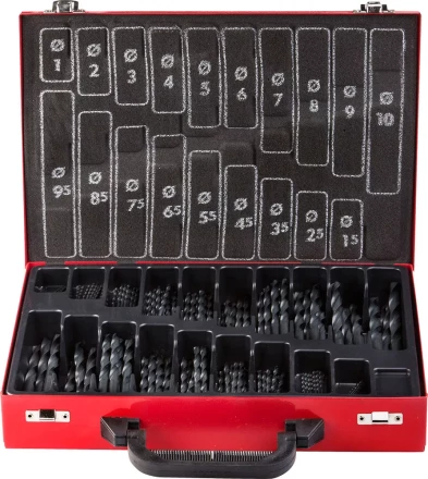 Набор ЗУБР "ТЕХНИК": Свёрла по металлу парооксидированных, быстрорежущая сталь, в мет. боксе, 1-10мм, шаг-0,5, 170 предм. 4-29605-H170-M купить в Нефтеюганске