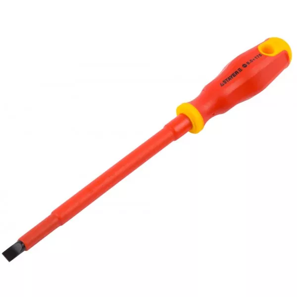 Отвертка STAYER "PROFI" "ELECTRO" диэлектрическая до 1000В, двухкомп рукоятка, SL 8,0 х 175 мм 25141-08-17 купить в Нефтеюганске