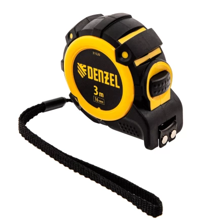 Рулетка Denzel 3м х 16мм, автоматич. фиксац., нейлон. покрытие, магнит. зацеп, двухстор. разметка, 31520 купить в Нефтеюганске