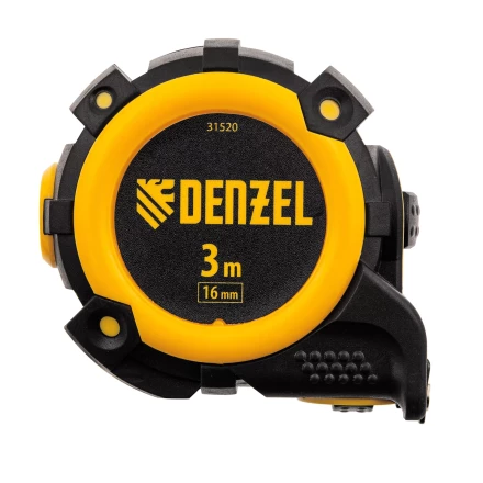 Рулетка Denzel 3м х 16мм, автоматич. фиксац., нейлон. покрытие, магнит. зацеп, двухстор. разметка, 31520 купить в Нефтеюганске