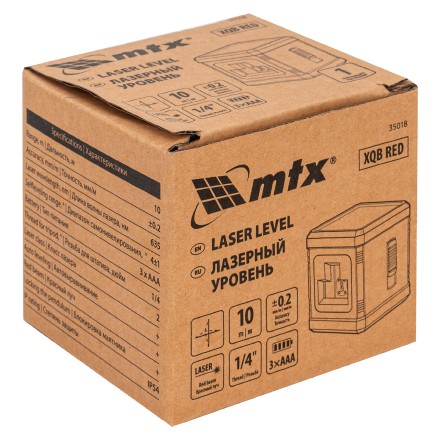 Лазерный уровень MTX XQB RED Basic SET, 10 м, красный луч, батарейки, резьба 1/4&quot; 35018 купить в Нефтеюганске