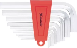 Набор ключей шестигранных имбусовых HEX, 2–12 мм, CrV, 9 шт., короткие, сатин MATRIX 12301