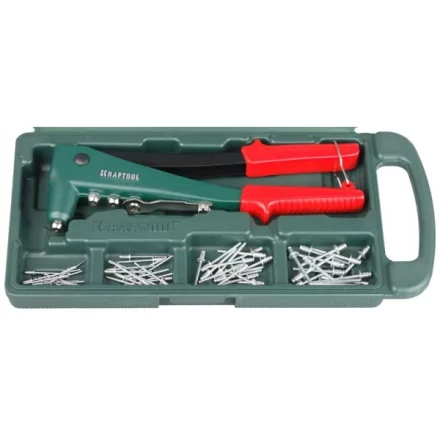 Заклепочник, KRAFTOOL &quot;NX-3&quot; 31170-H6, литой корпус, d=2,4-4,8 мм - Al и сталь; d=2,4-4,0 - нерж сталь, в боксе, с набором заклепок 31170-H6 купить в Нефтеюганске