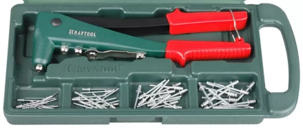Заклепочник, KRAFTOOL &quot;NX-3&quot; 31170-H6, литой корпус, d=2,4-4,8 мм - Al и сталь; d=2,4-4,0 - нерж сталь, в боксе, с набором заклепок 31170-H6 купить в Нефтеюганске