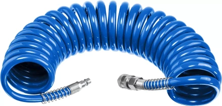 ЗУБР 5 м, 8 х 12 мм, 15 бар, воздушный спиральный шланг с фитингами рапид, Профессионал (6472-05) купить в Нефтеюганске